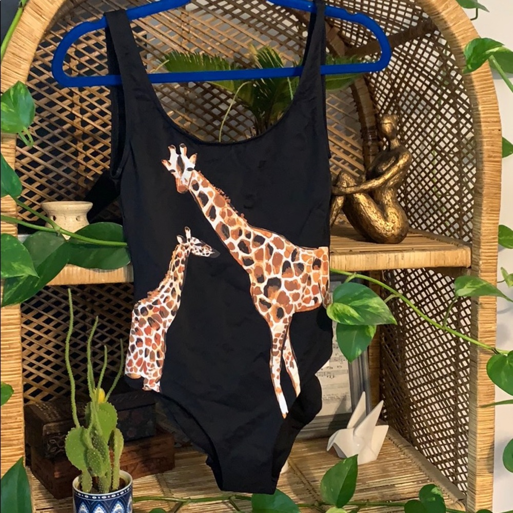 Onia Anthropologie one piece giraffe swimsuit